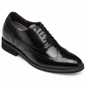 8CM/3.15 Inches - CMR CHAMARIPA Men's Elevator Shoes Men's High Heel Dress Shoes Black Leather Oxford Brogues