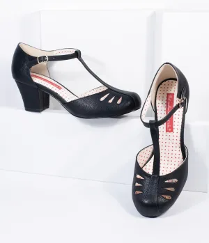 B.A.I.T. 1940s Black Leatherette T-Strap Robbie Heels