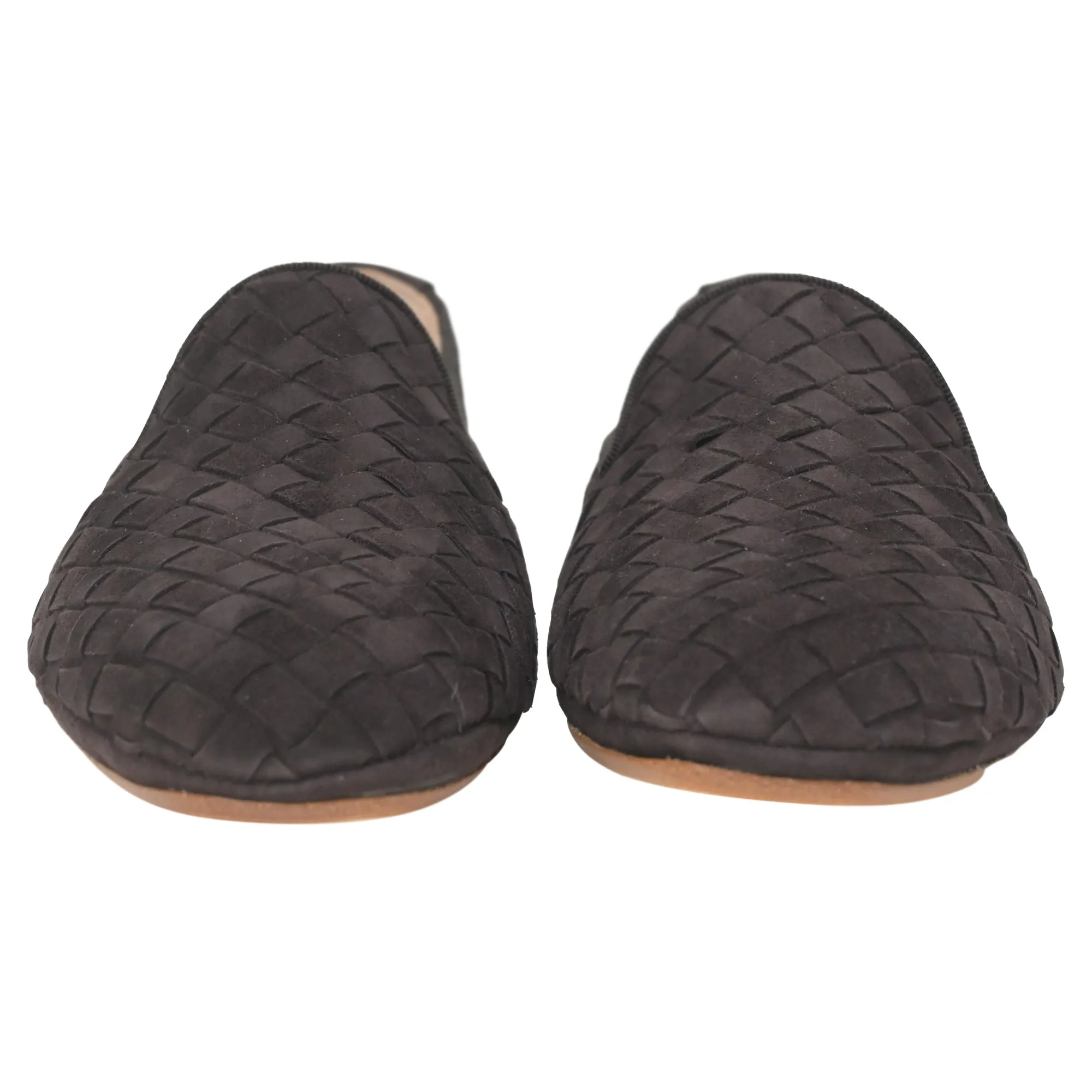 Bottega Veneta Fiandra Intrecciato Weave Loafers in Dark Brown Suede