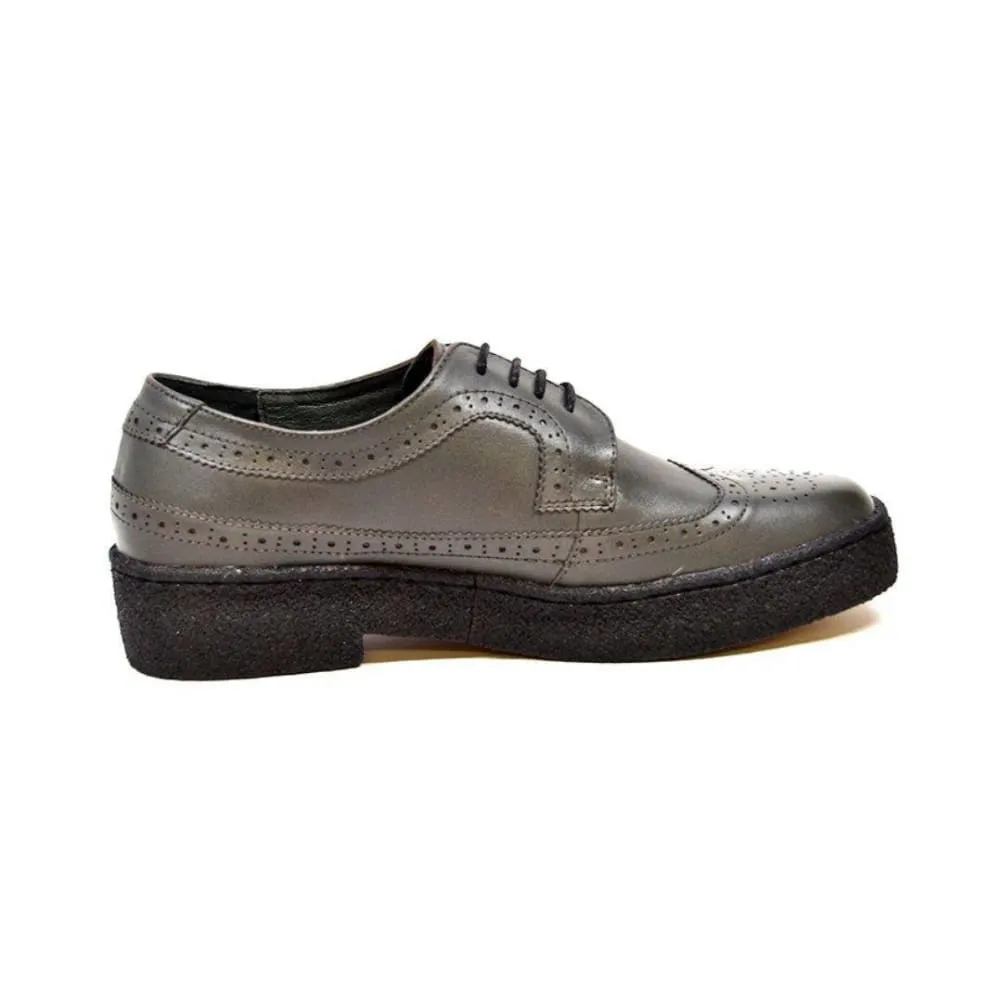 British Walkers Playboy Originals Wingtip Low Cut Men's Dark Gray Leather Oxfords