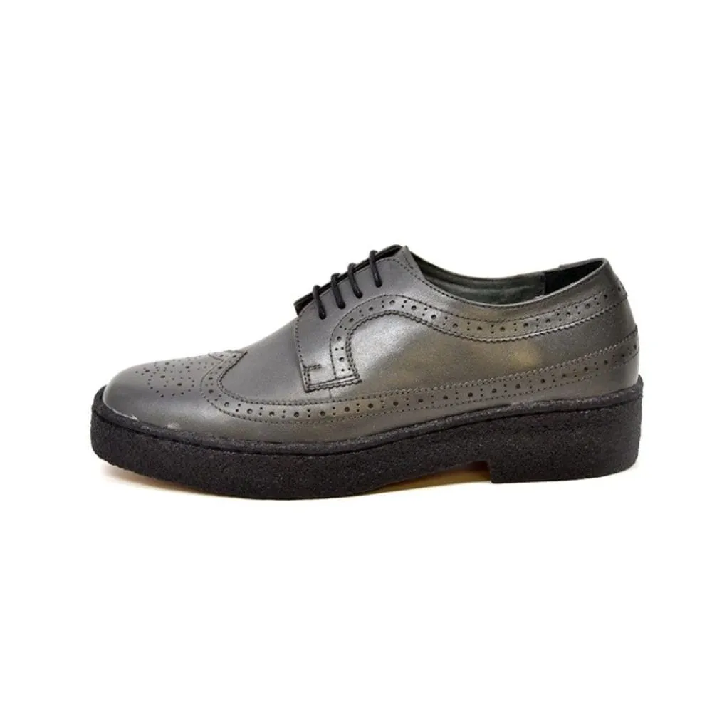 British Walkers Playboy Originals Wingtip Low Cut Men's Dark Gray Leather Oxfords