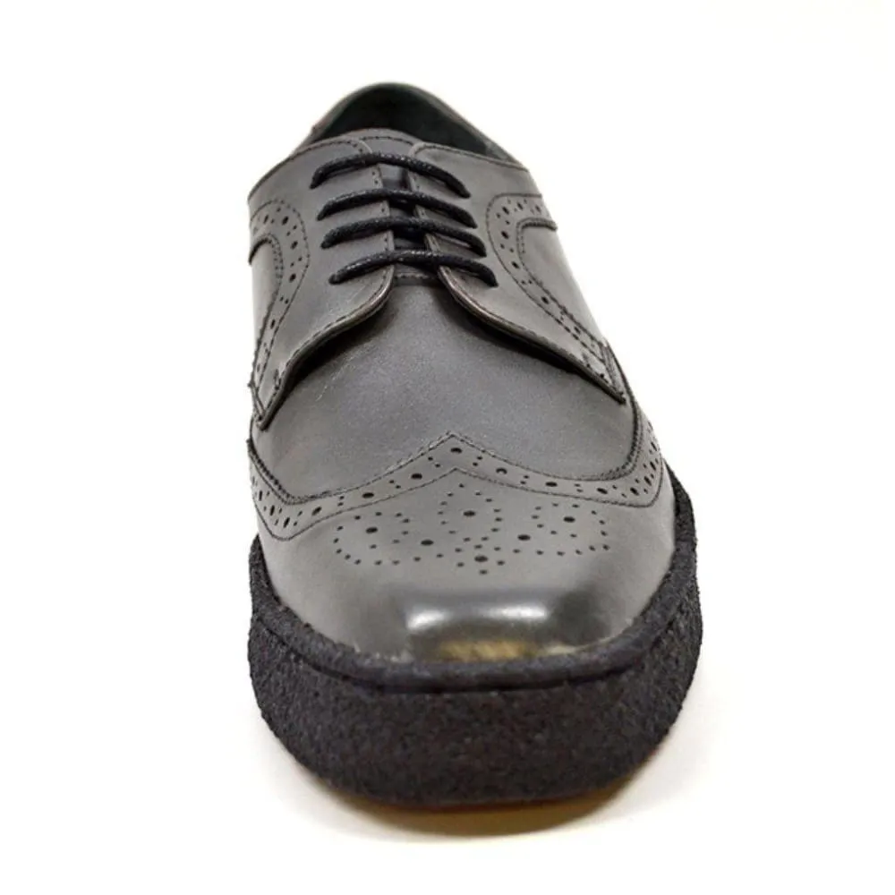 British Walkers Playboy Originals Wingtip Low Cut Men's Dark Gray Leather Oxfords