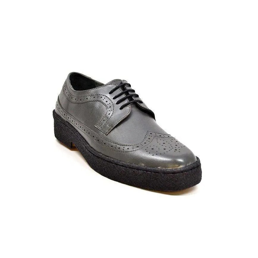 British Walkers Playboy Originals Wingtip Low Cut Men's Dark Gray Leather Oxfords