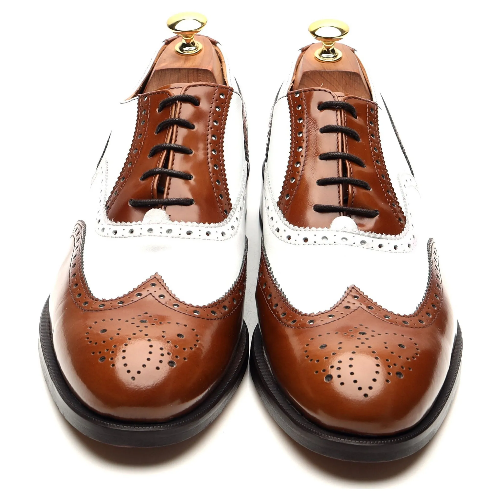 'Charleston' Brown White Leather Oxford Spectator Brogues UK 10.5