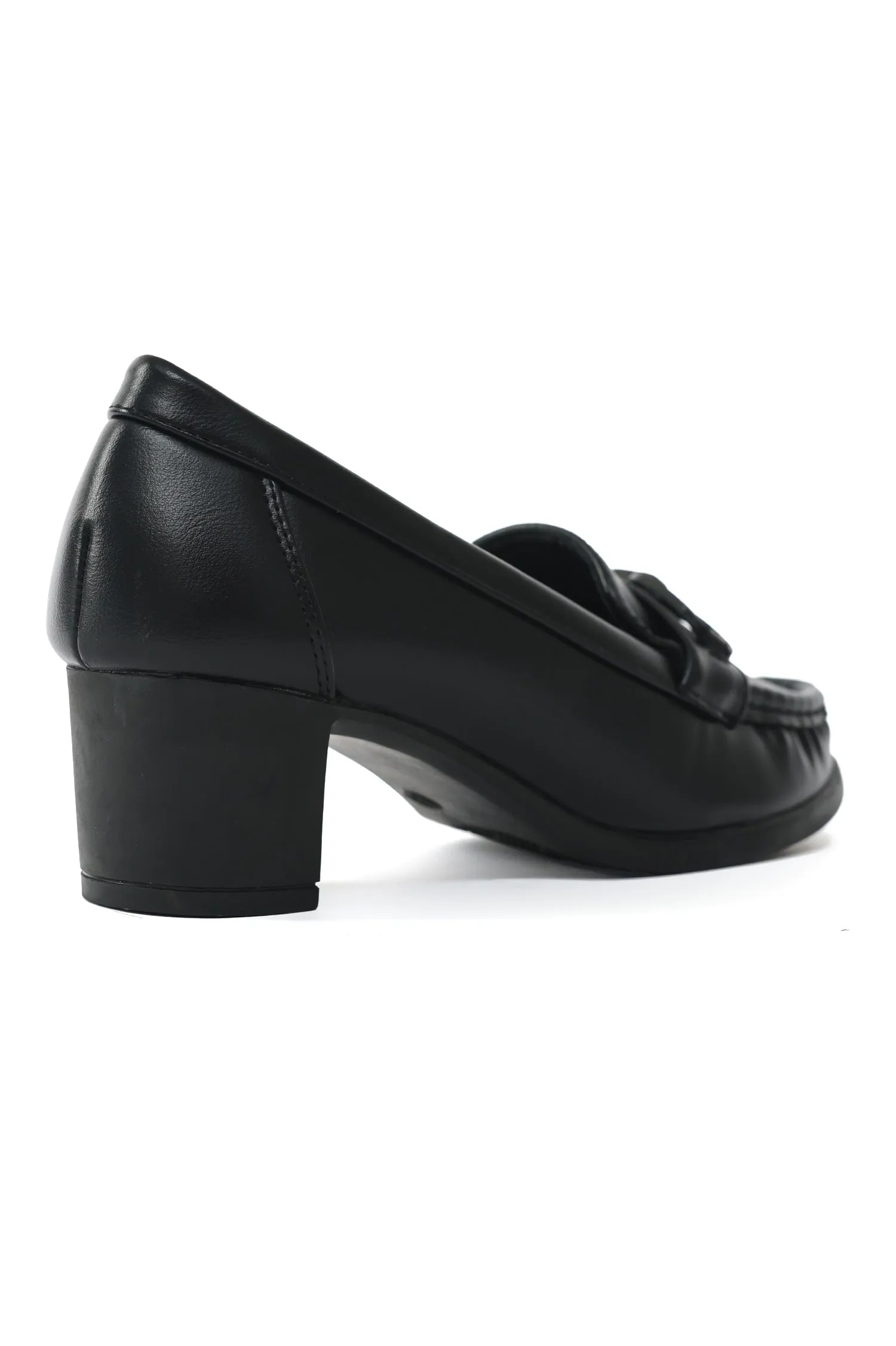 CLASSIC BLOCK HEEL LOAFERS-BLACK