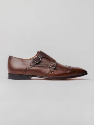 Connor Wingtip Monk straps - Dark Brown