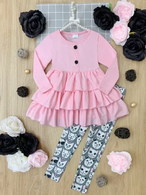 Cutesy Cats Tiered Tunic and Legging Set