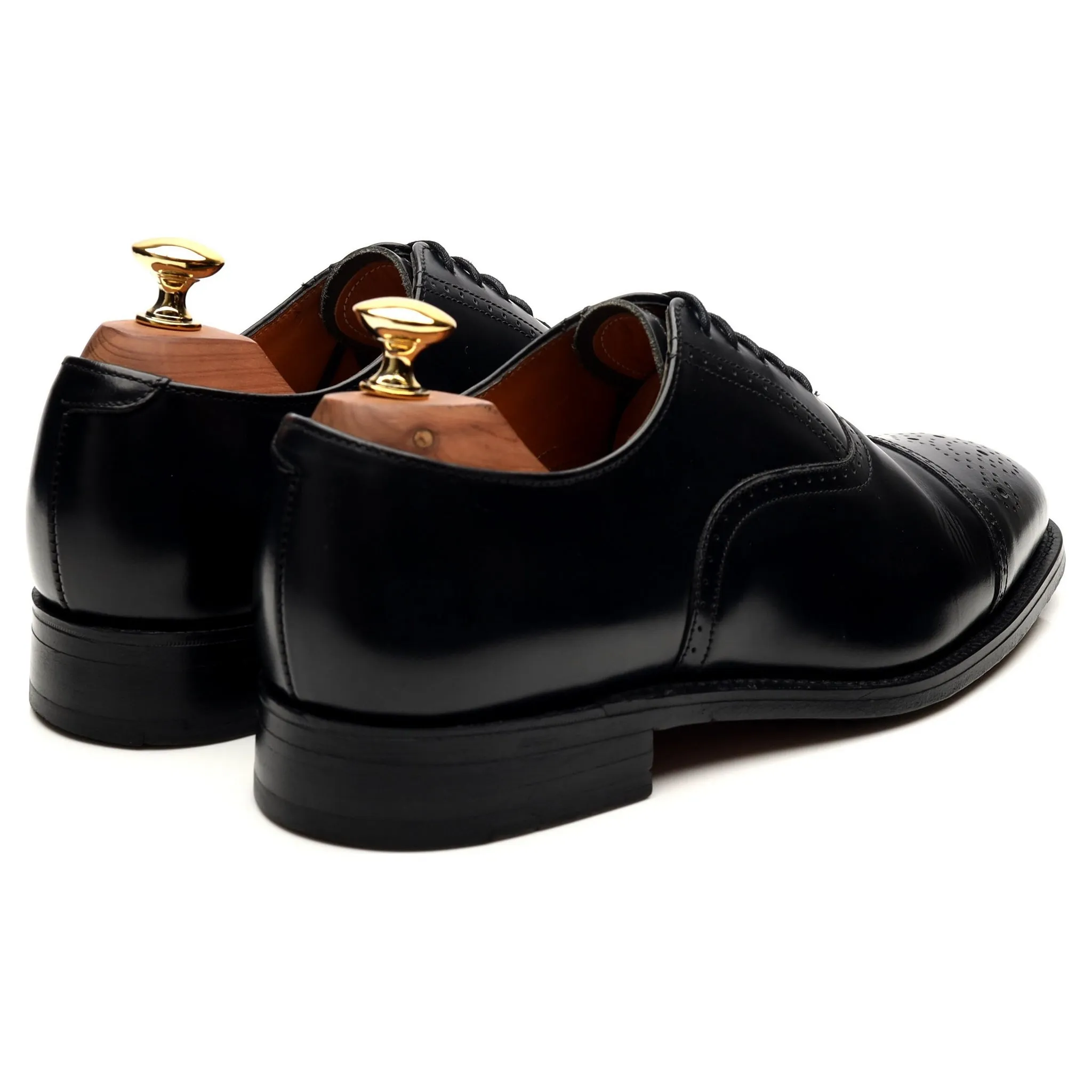 'Dundee' Black Leather Oxford Semi Brogues UK 6 F