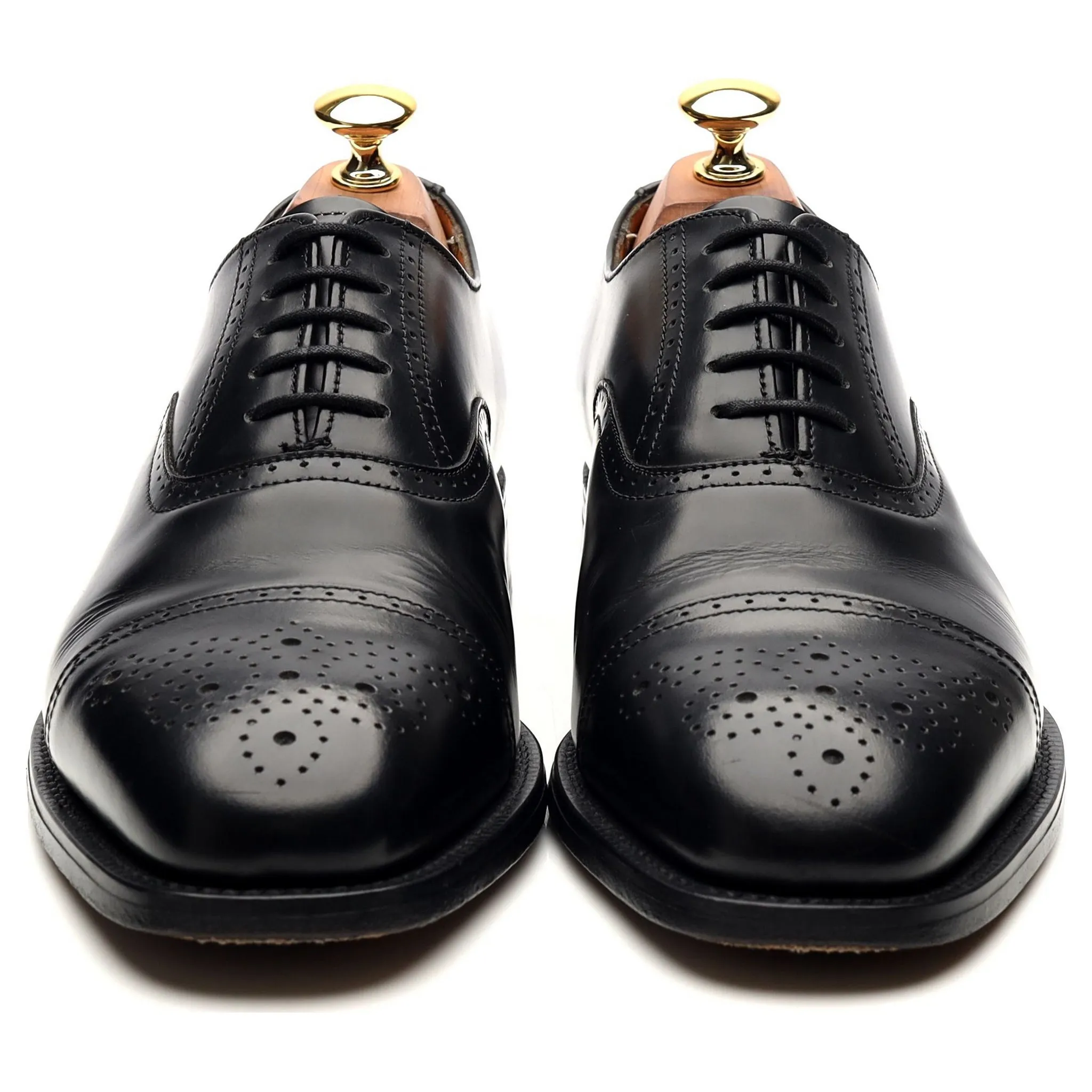 'Dundee' Black Leather Oxford Semi Brogues UK 6 F