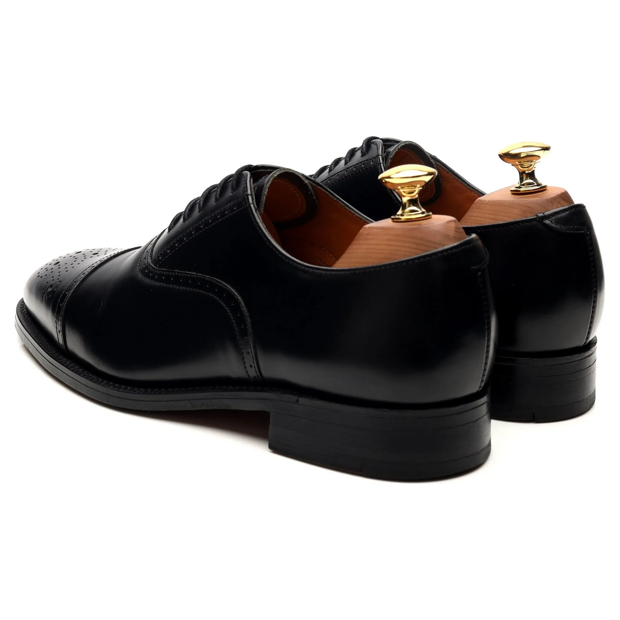 'Dundee' Black Leather Oxford Semi Brogues UK 6 F