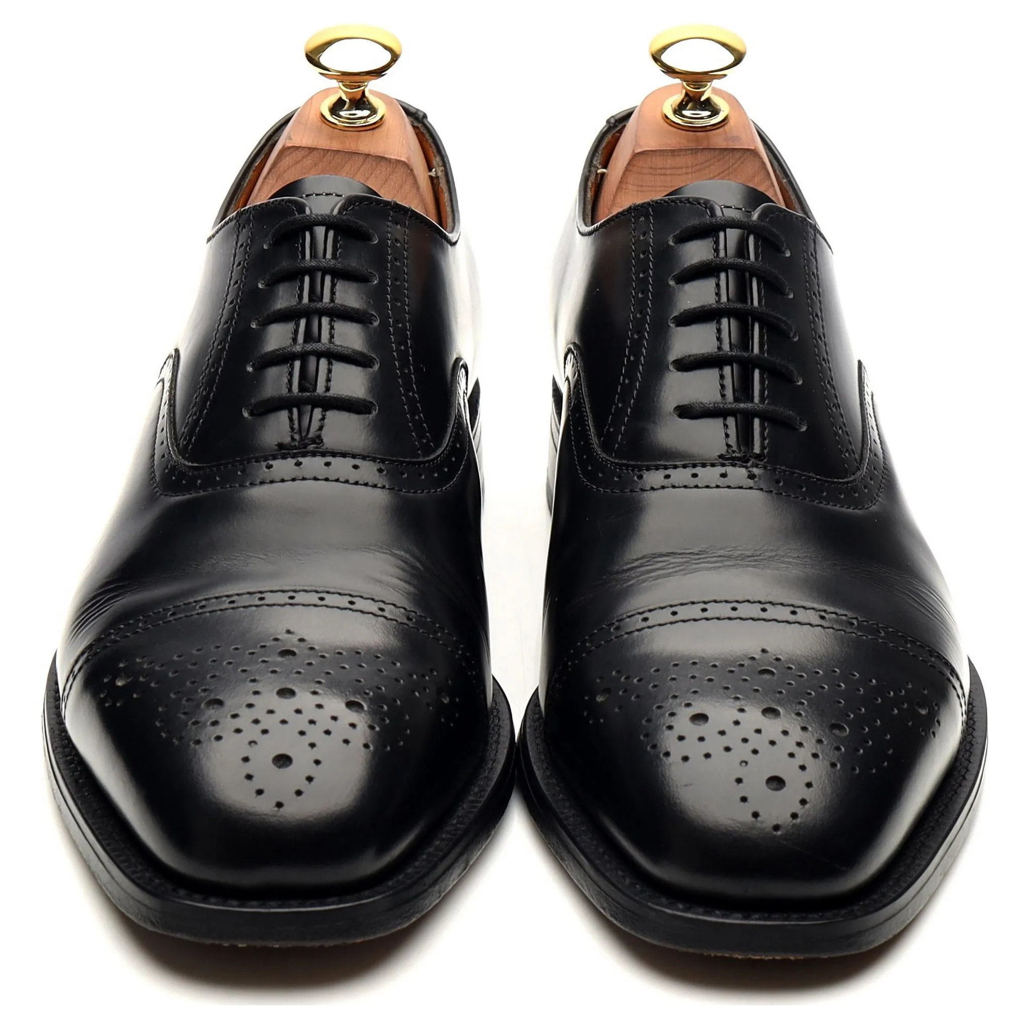 'Dundee' Black Leather Oxford Semi Brogues UK 6 F