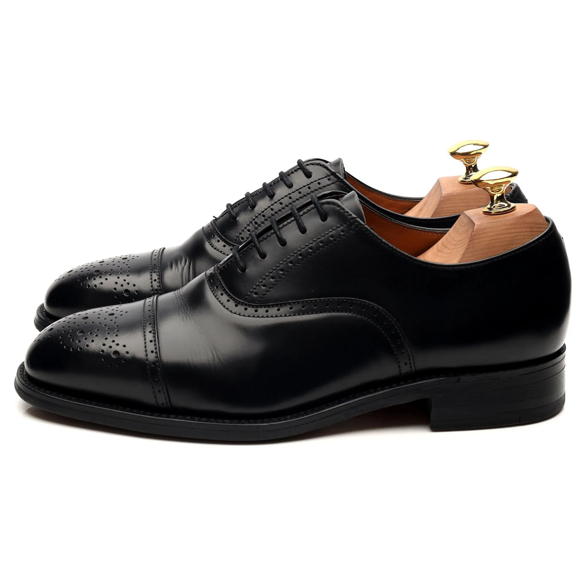 'Dundee' Black Leather Oxford Semi Brogues UK 6 F