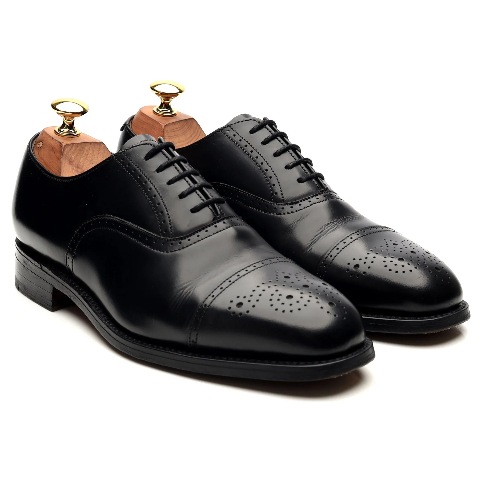 'Dundee' Black Leather Oxford Semi Brogues UK 6 F