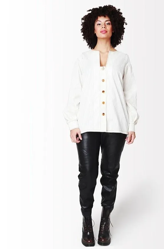 Emme Shadow Stripe Shirt // Cream