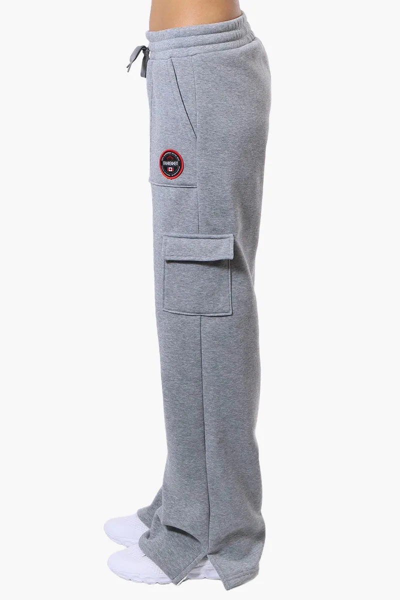 Fahrenheit Fleece Tie Waist Cargo Sweatpants - Grey