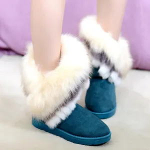 Fluffy boots for winter fur warm fashion ankle snow boots