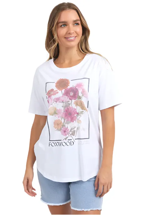 FOXWOOD IN BLOOM TEE - WHITE