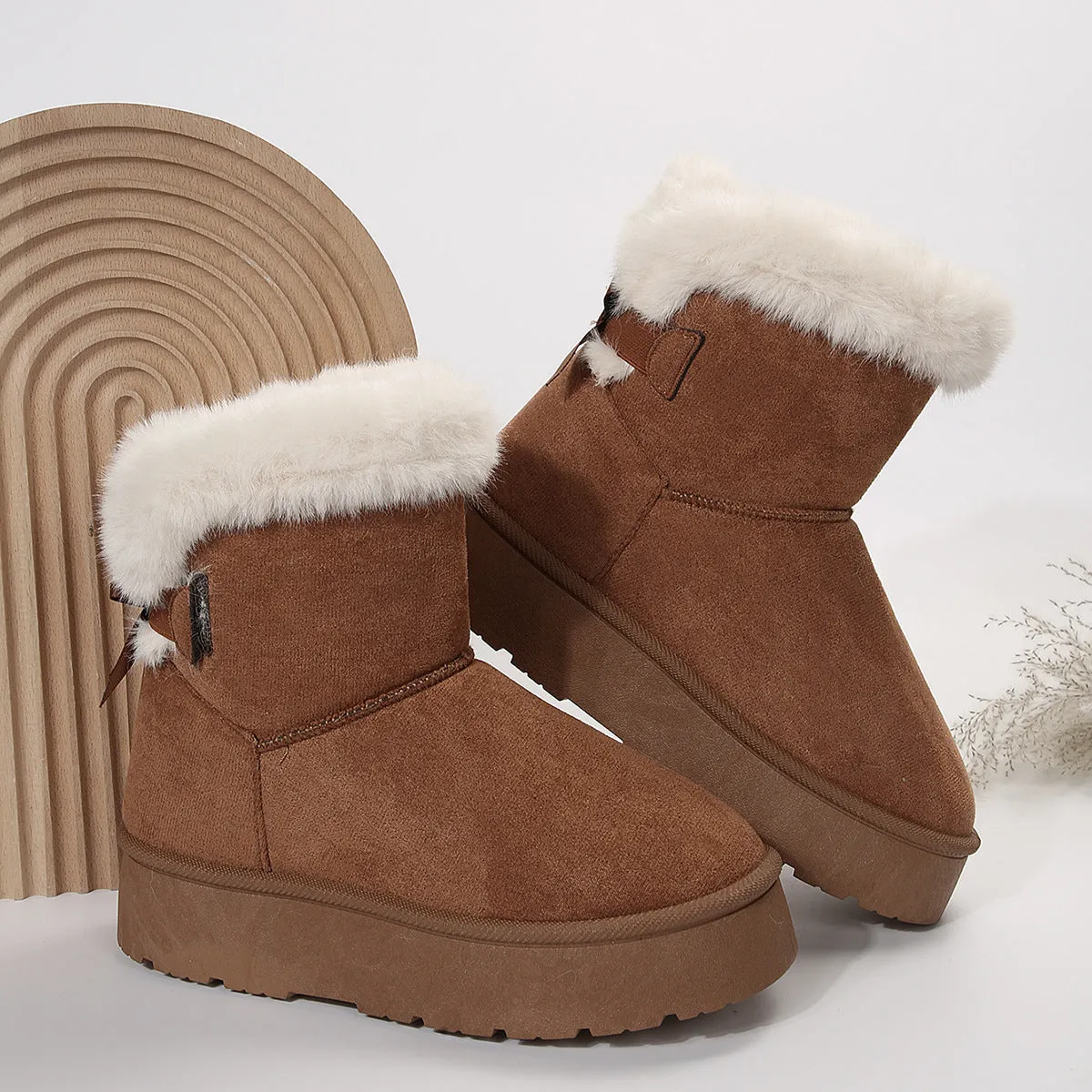 Fur Ankle Chunky Platform Above Ankle Snow Boots