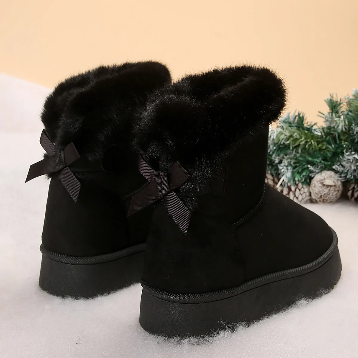 Fur Ankle Chunky Platform Above Ankle Snow Boots