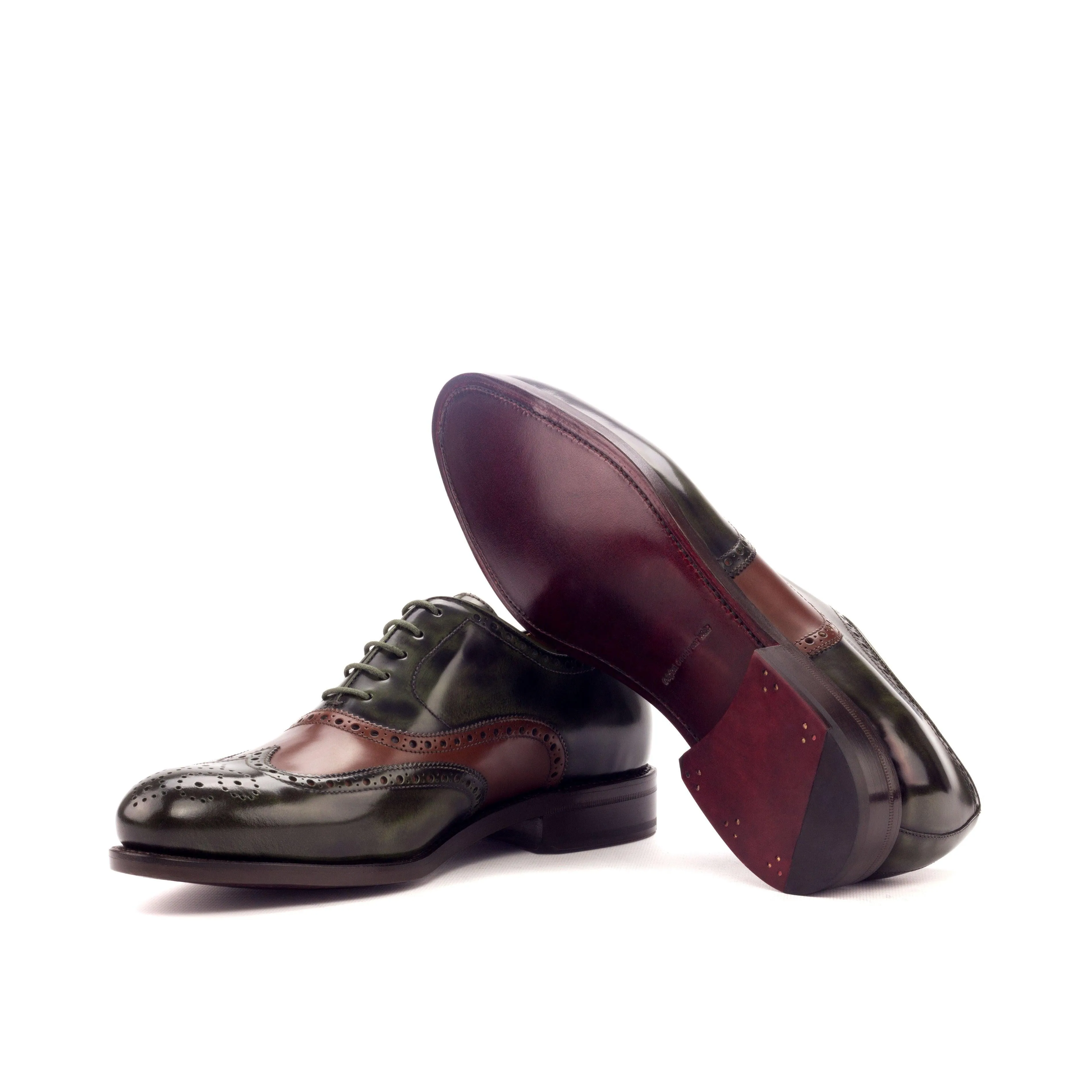 Green & Medium Brown Polished Calf Brogue