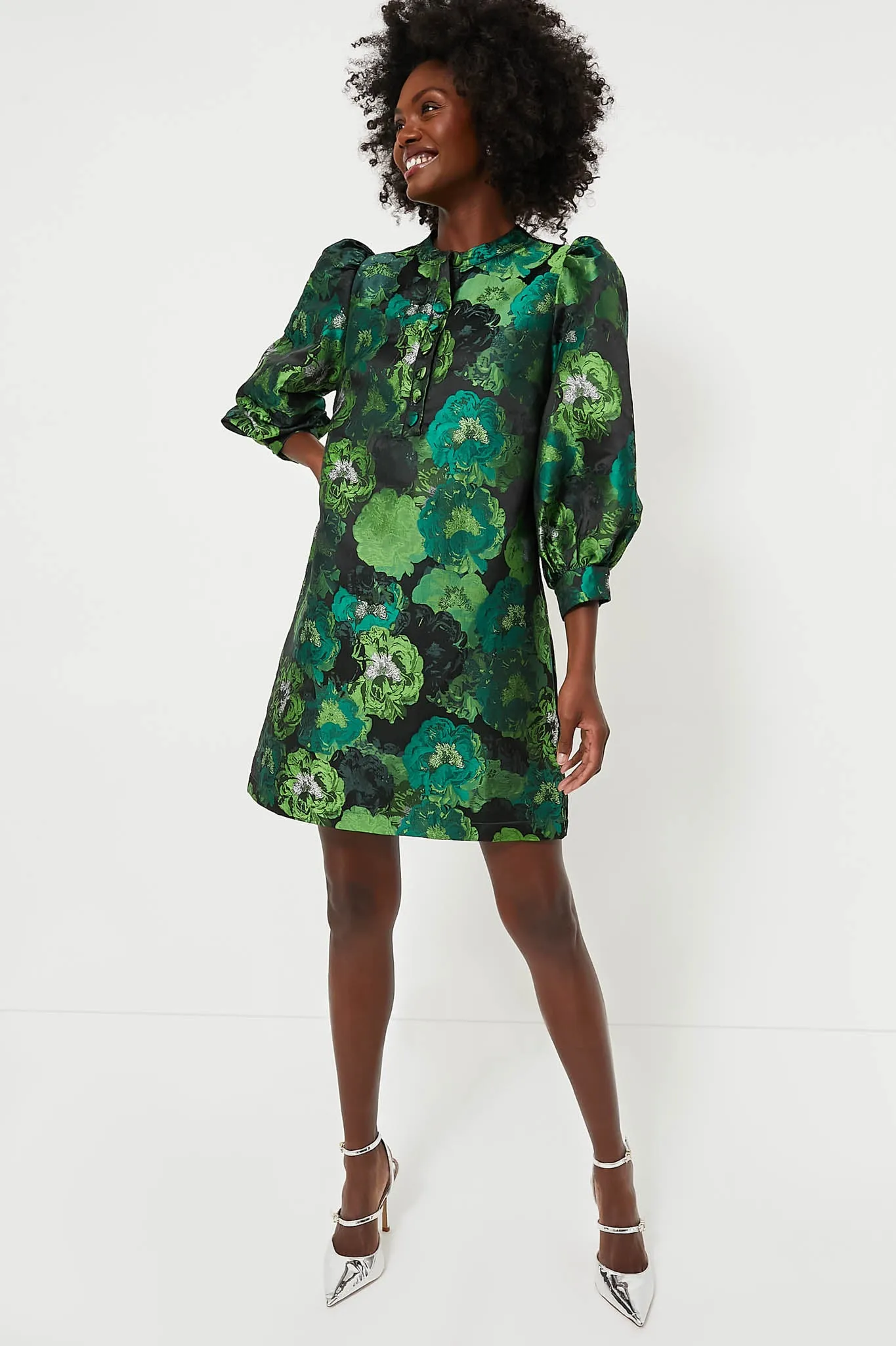 Green Jacquard Samantha Dress