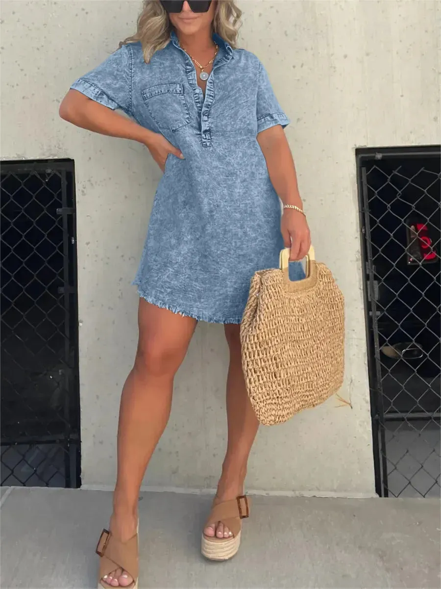 Ivyshape | Casual Denim Short Dress for Women