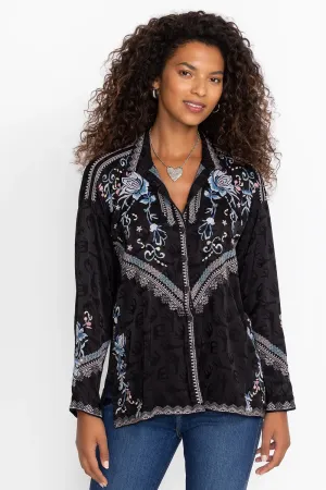 Johnny Was Audrey Embroidered Blouse - Sanded Black