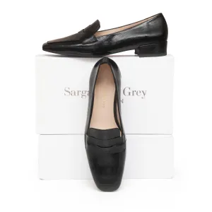 Juliet Wide Fit Square Toe Loafers  - Black Leather