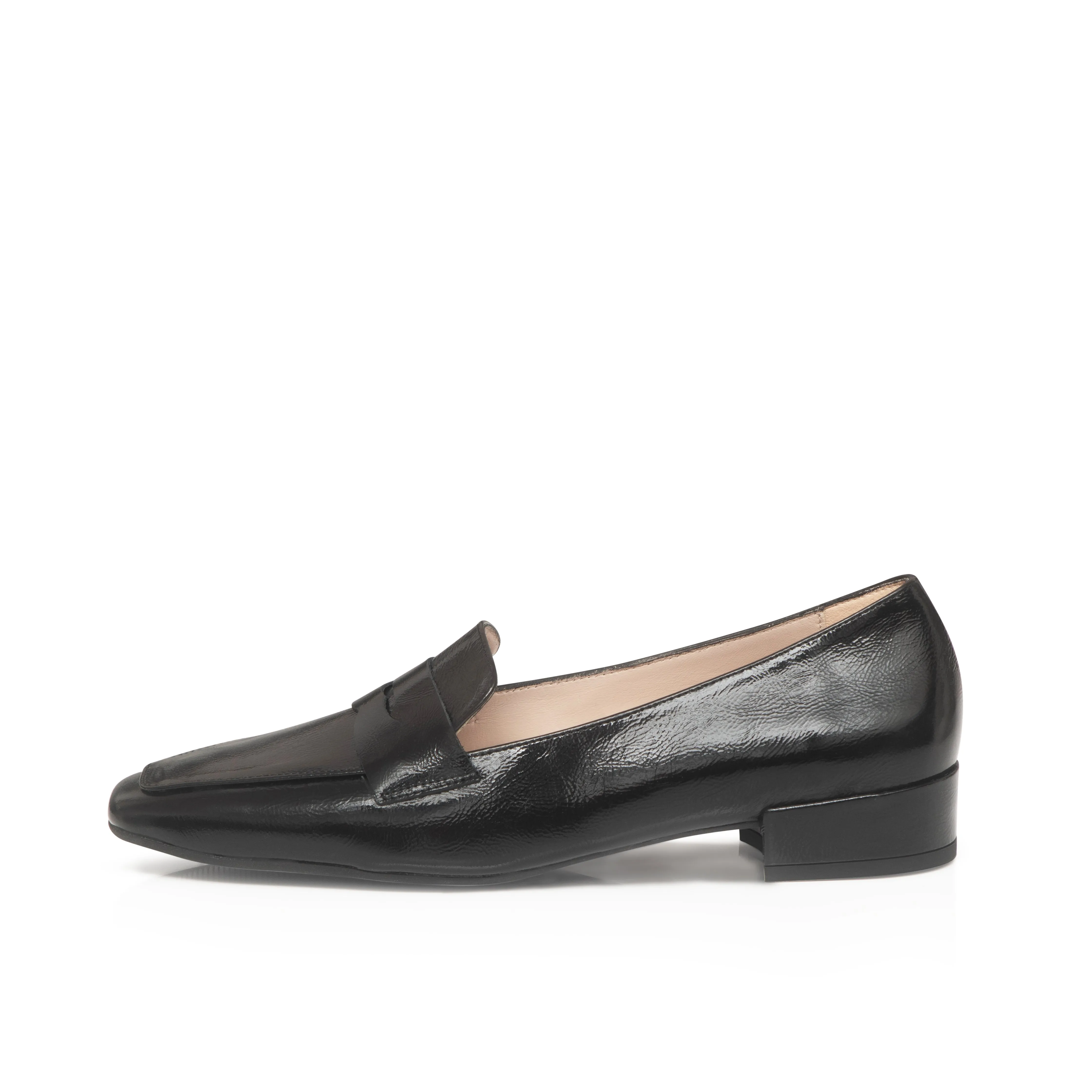 Juliet Wide Fit Square Toe Loafers  - Black Leather