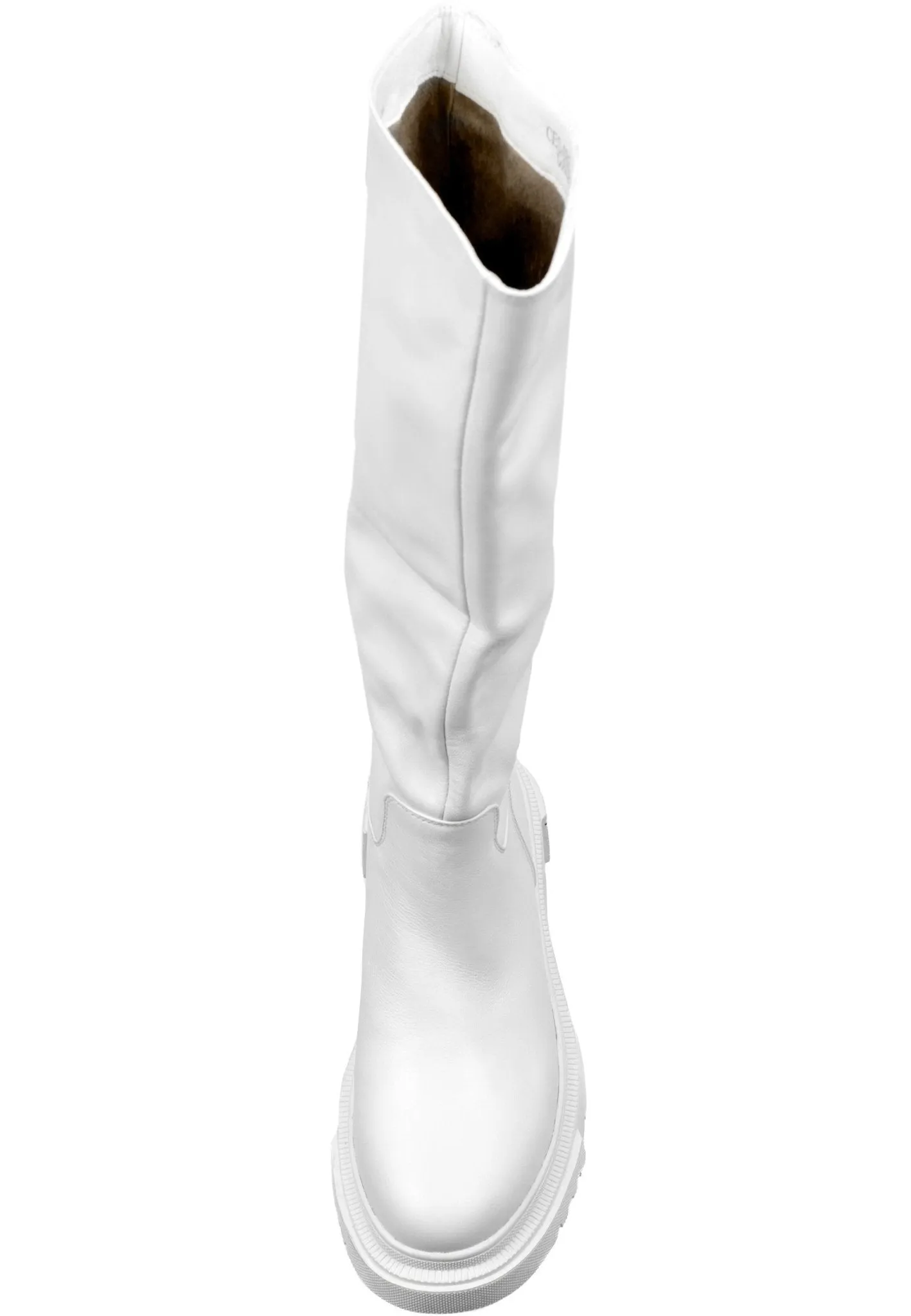 Leather Knee High Boots Anastasia - White