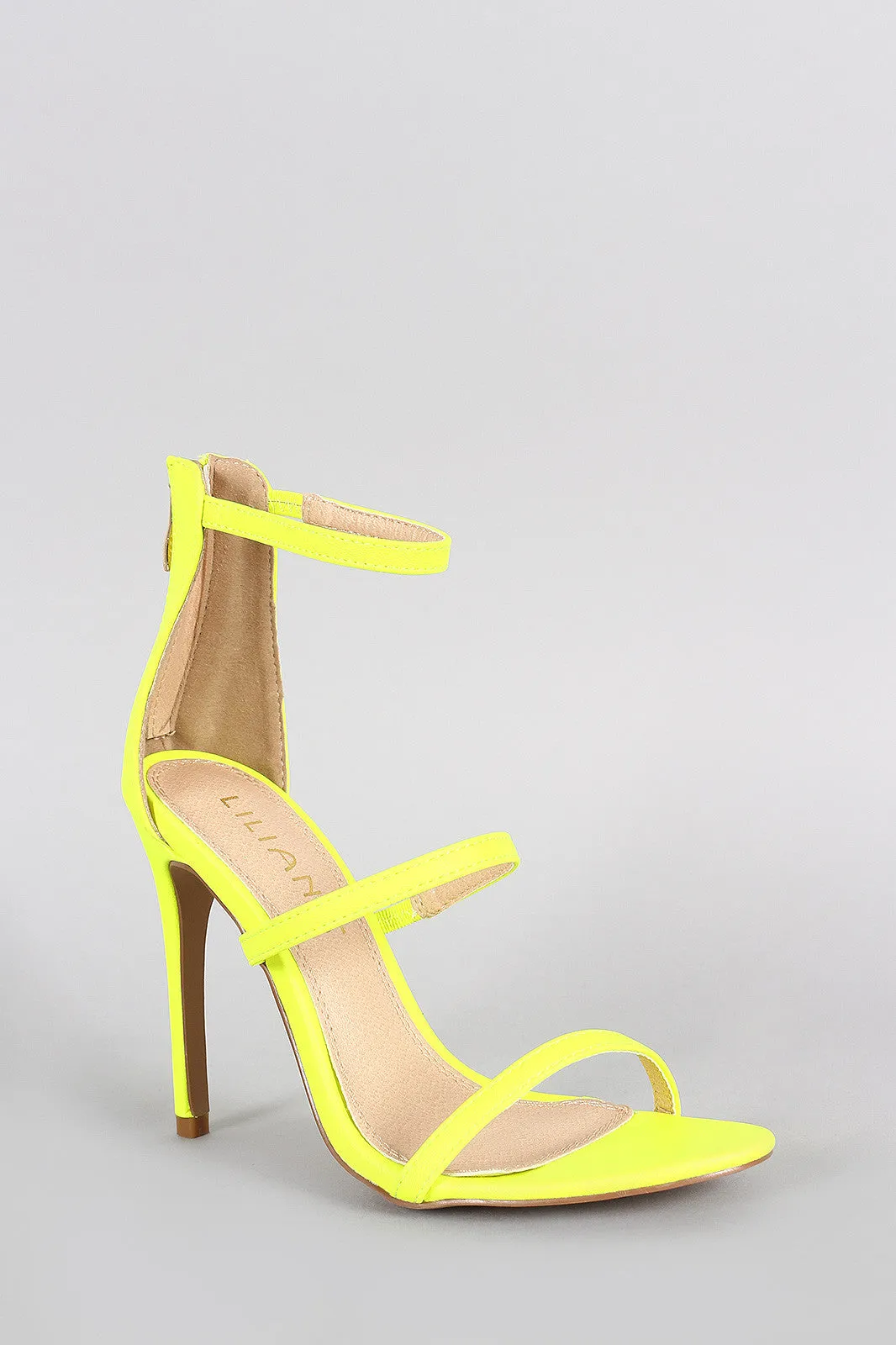 Liliana Neon Triple Straps Single Sole Heel