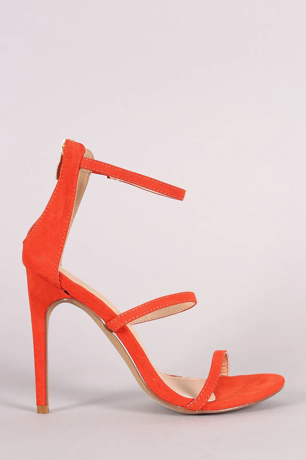 Liliana Suede Triple Straps Single Sole Heel