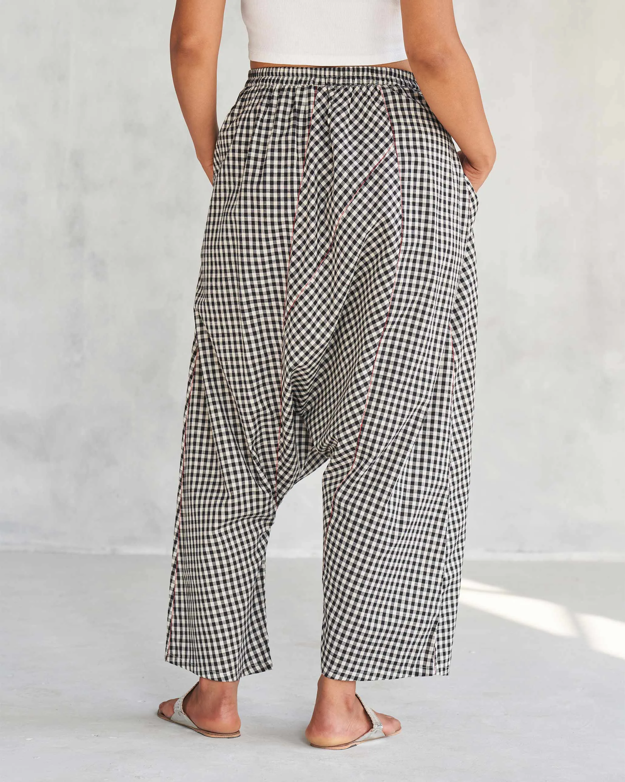 Midori Checkered Pants - Black & Ivory