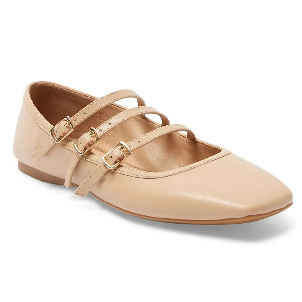 Millie Flat in Nude Leather