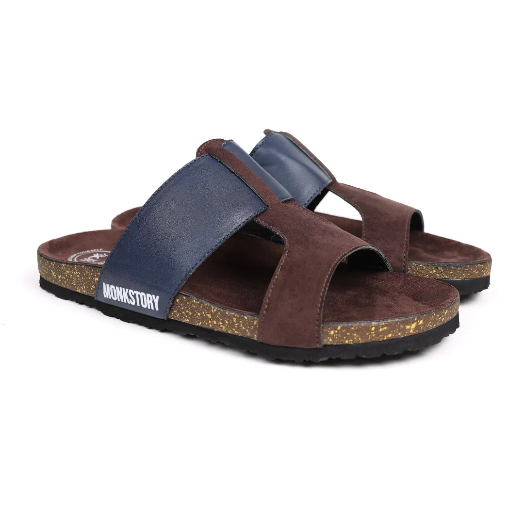 Monkstory Cork Cross-Strap Sandals -  Brown and blue