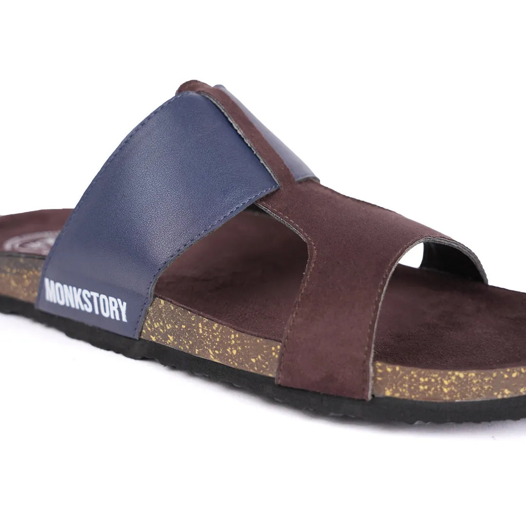 Monkstory Cork Cross-Strap Sandals -  Brown and blue