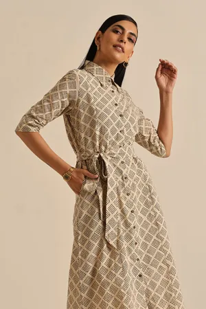 Okhai 'Witty' Pure Cotton Hand Block Printed Dress