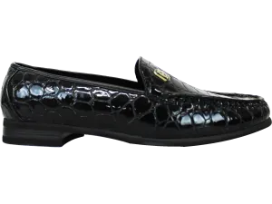 P CROUCH & CO Black Croc Slip On