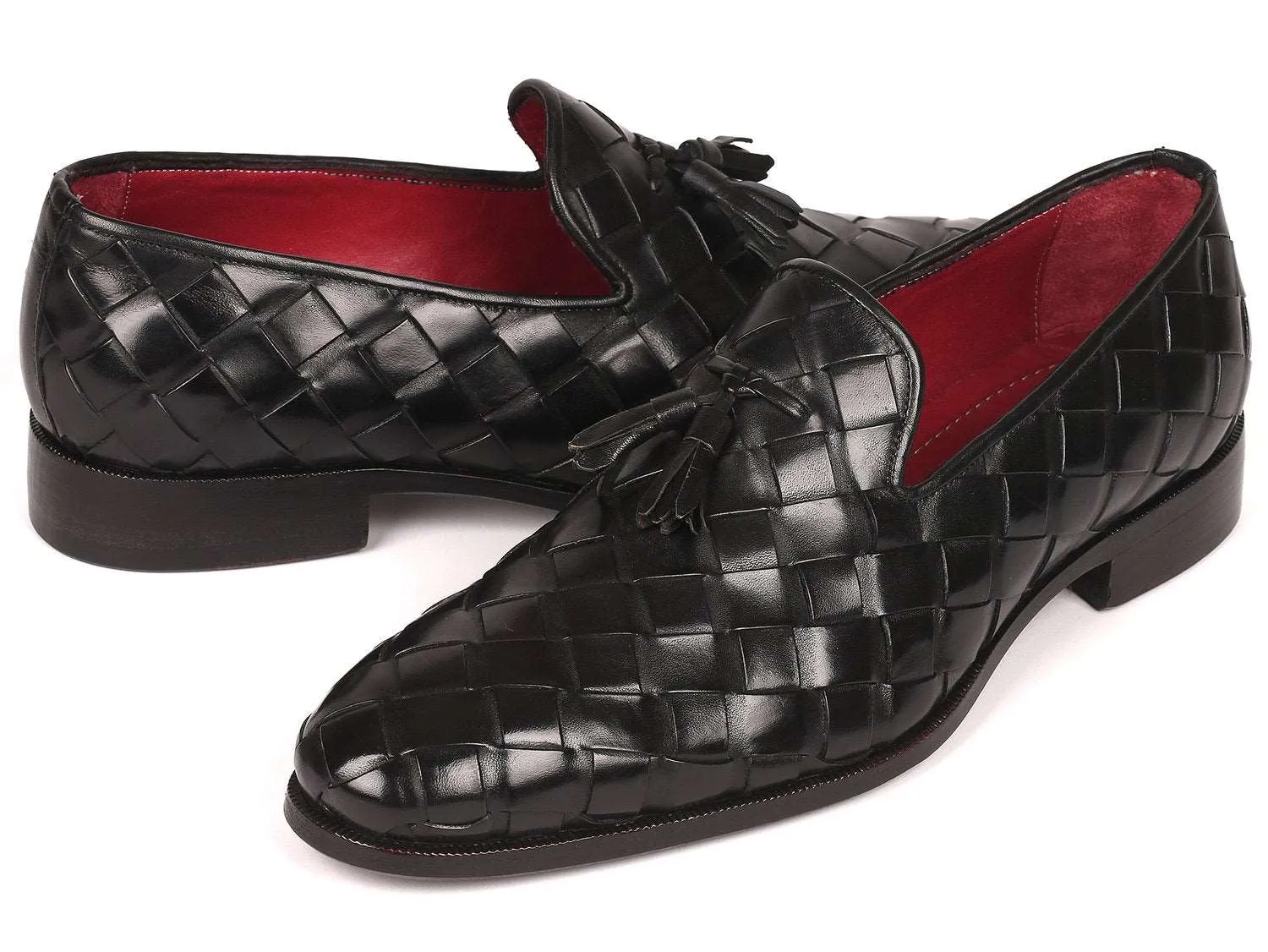 Paul Parkman Men's Black Braided Tassel Loafers