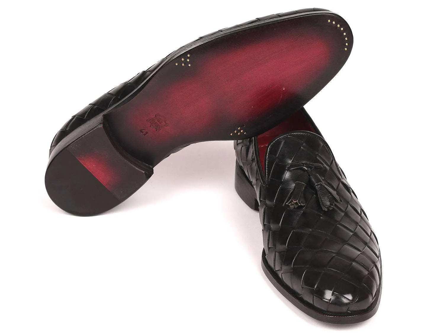 Paul Parkman Men's Black Braided Tassel Loafers