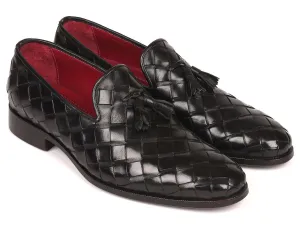 Paul Parkman Men's Black Braided Tassel Loafers