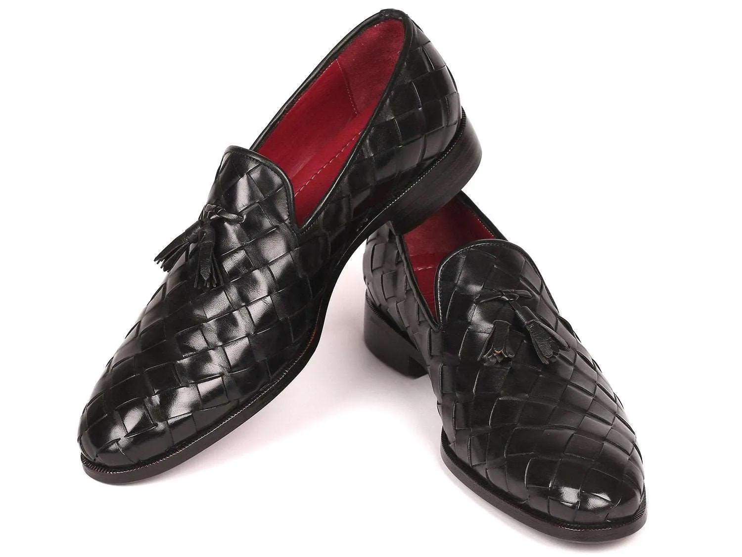 Paul Parkman Men's Black Braided Tassel Loafers