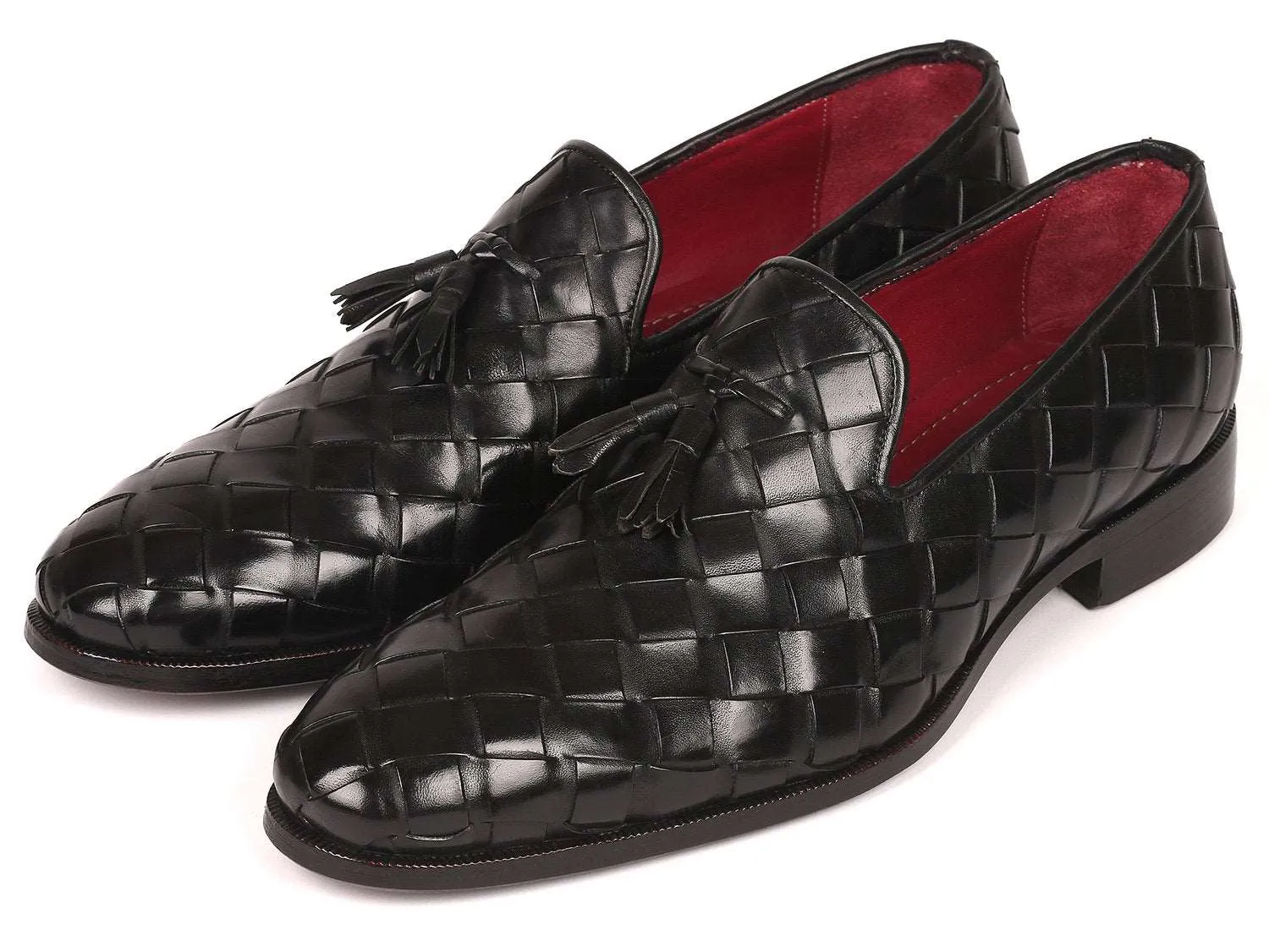 Paul Parkman Men's Black Braided Tassel Loafers