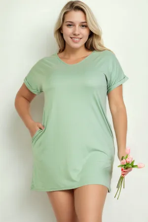 Plus Size Cap Sleeve Pocket Mini Dress (capella)