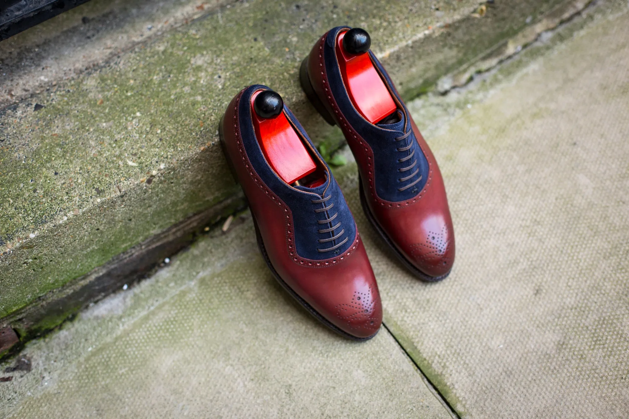 Roosevelt - MTO - Burgundy Calf / Dark Blue Suede - NGT Last - Single Leather Sole