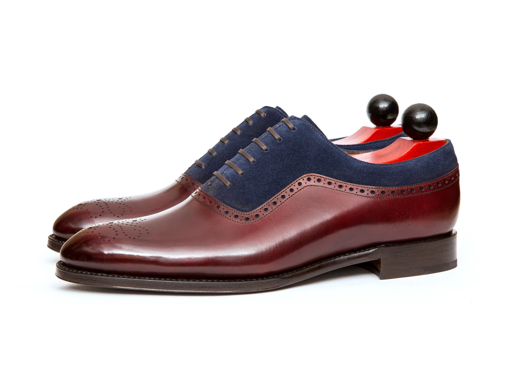 Roosevelt - MTO - Burgundy Calf / Dark Blue Suede - NGT Last - Single Leather Sole