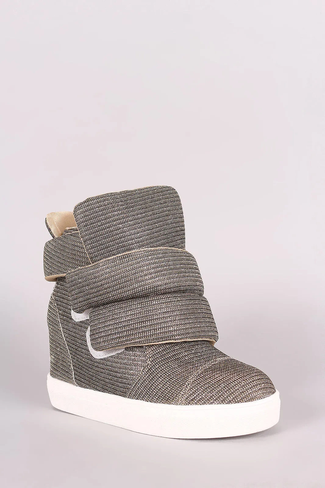 Shimmer Double Straps High Top Wedge Sneaker