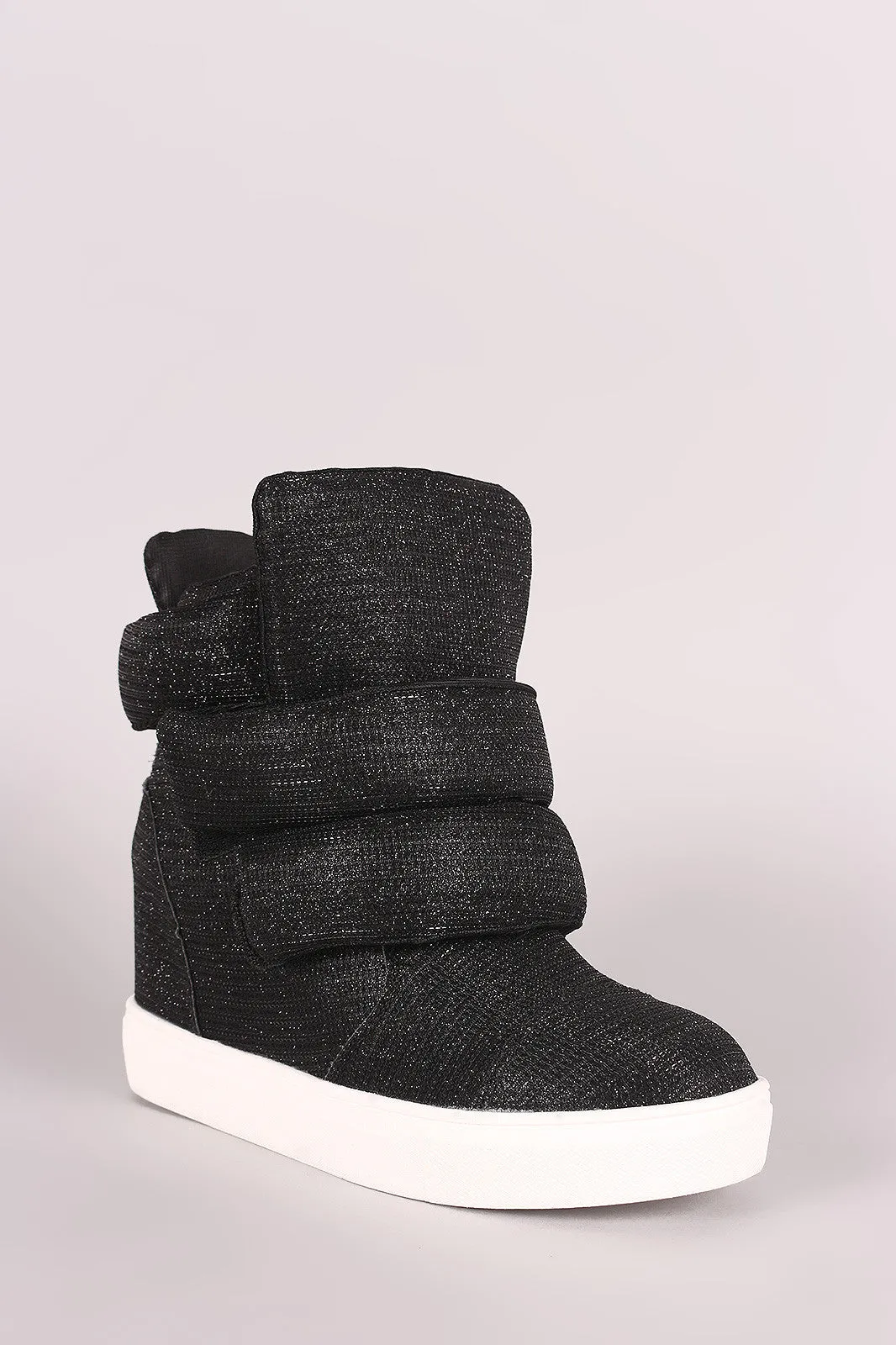 Shimmer Double Straps High Top Wedge Sneaker