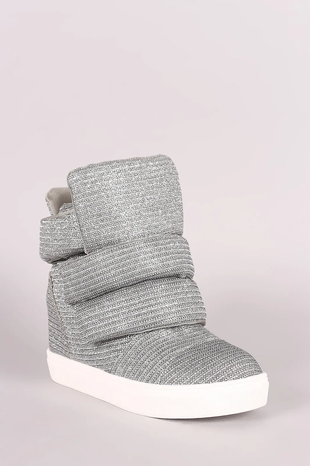 Shimmer Double Straps High Top Wedge Sneaker