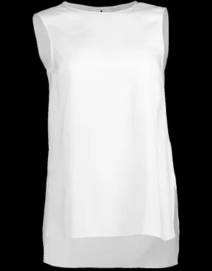 Sleeveless Silk Crewneck Tank